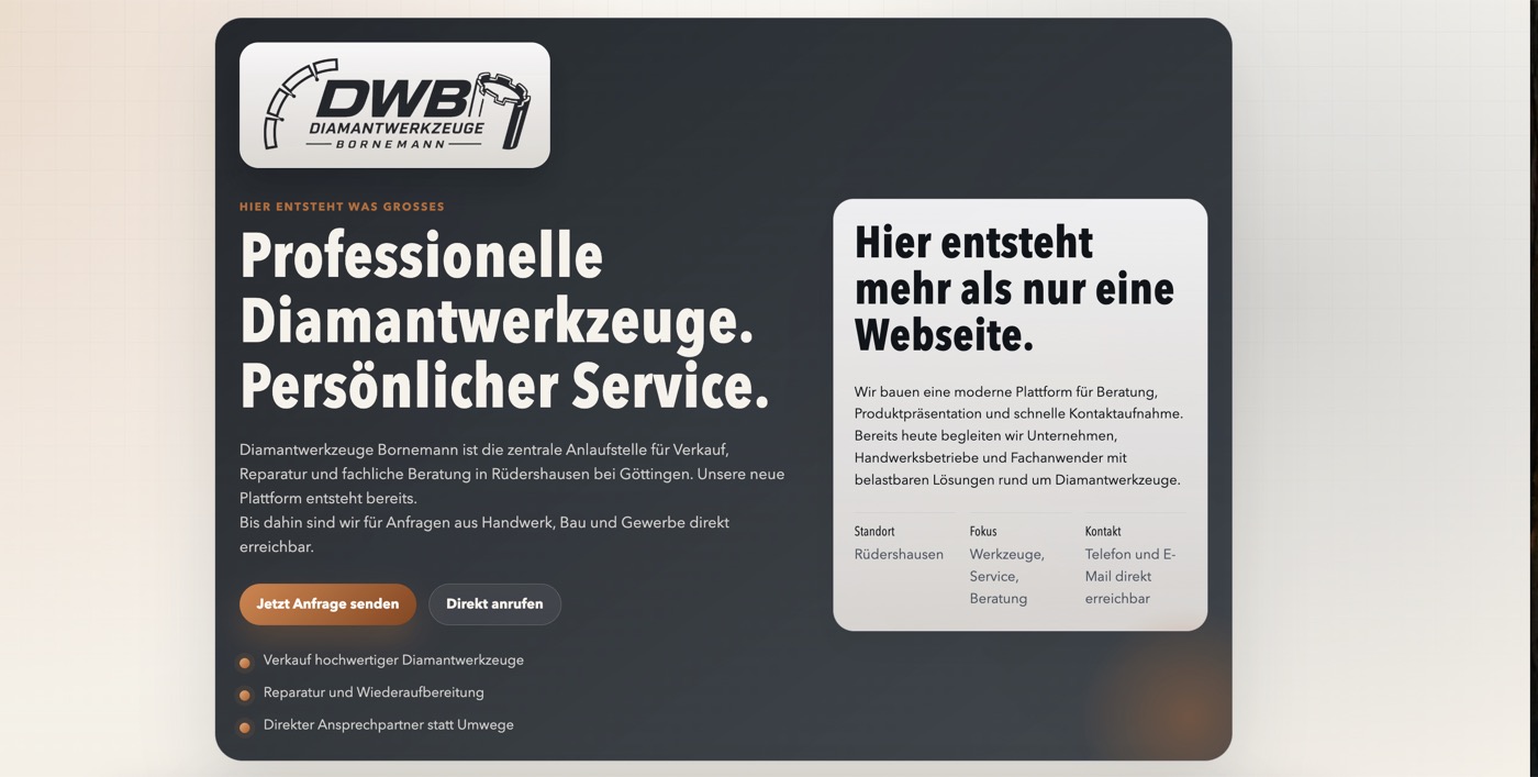 Screenshot der Webseite Diamantwerkzeuge Bornemann