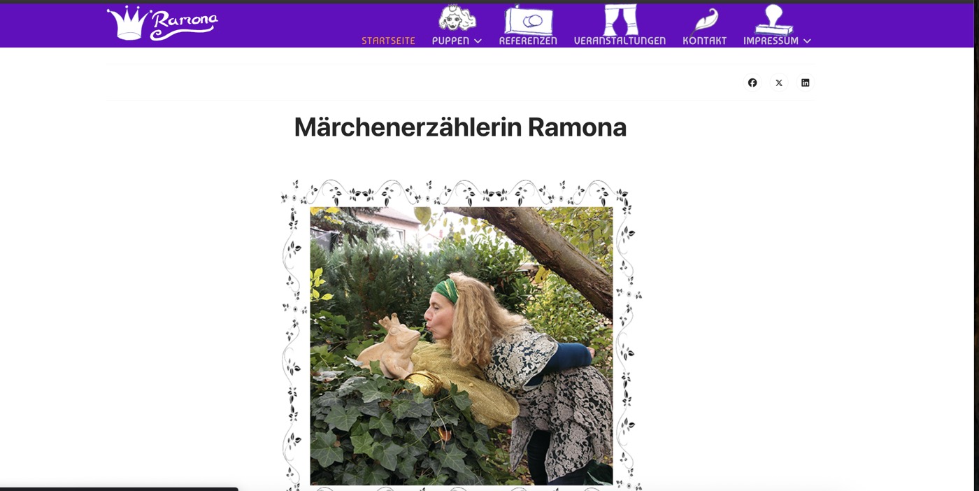 Screenshot der Webseite Ramonas Märchengarten